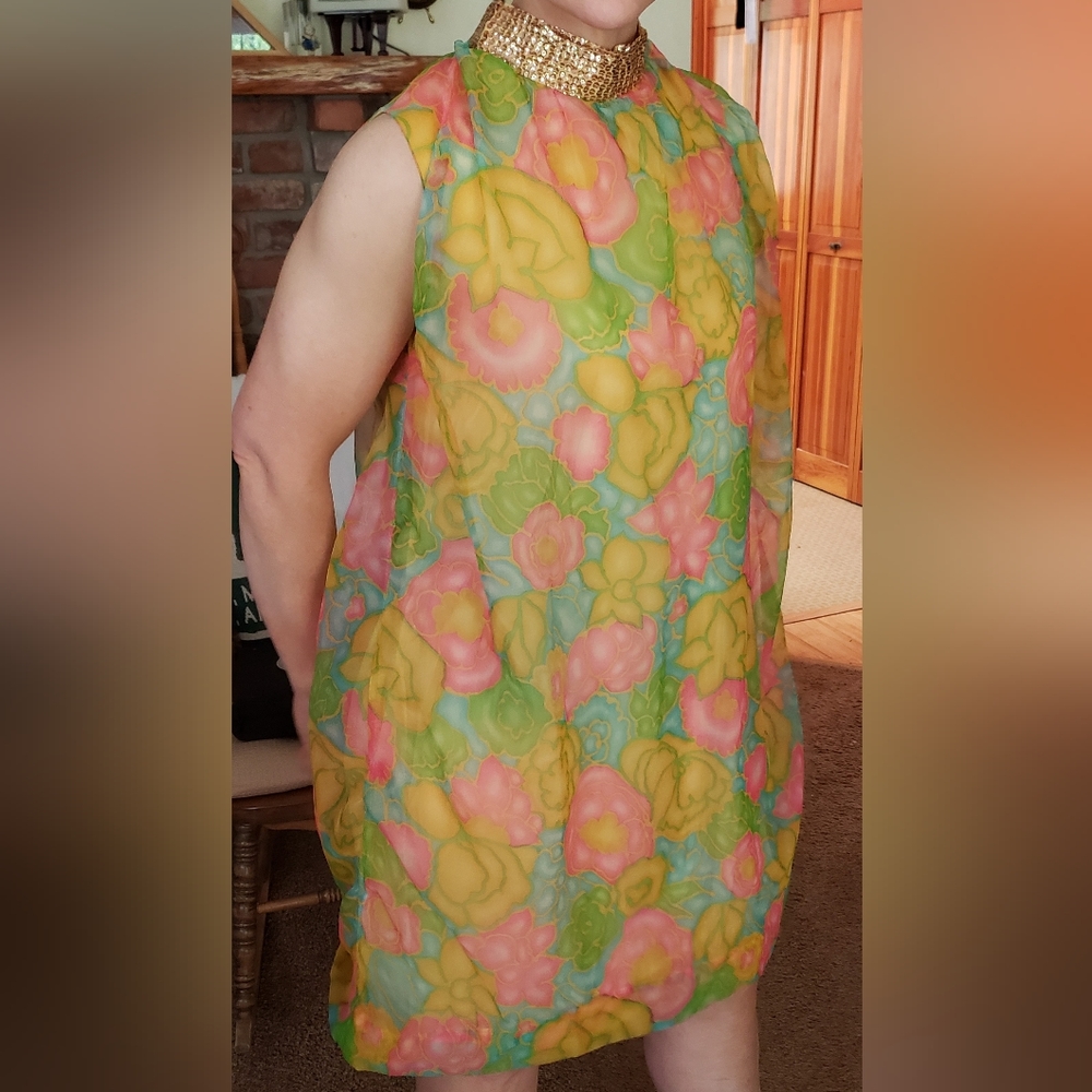 Yellow, floral party dress